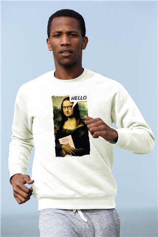 Mona Lisa Beyaz Unisex Sweatshirt