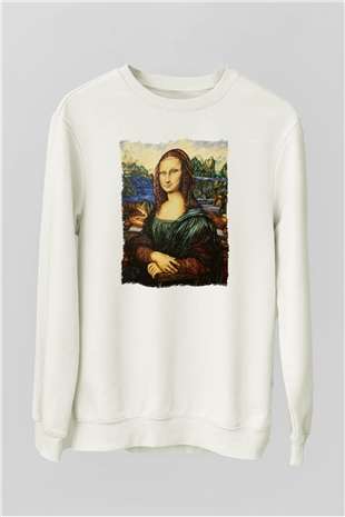 Mona Lisa Beyaz Unisex Sweatshirt