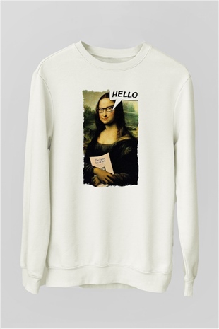 Mona Lisa Beyaz Unisex Sweatshirt