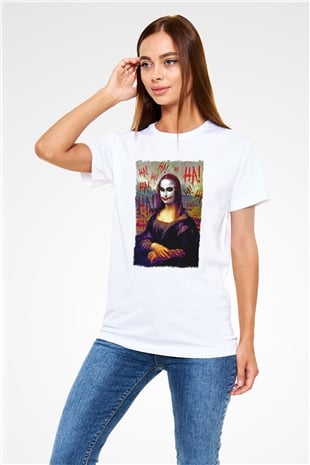 Mona Lisa Beyaz Unisex Tişört T-Shirt - TişörtFabrikası