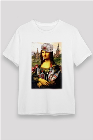 Mona Lisa Beyaz Unisex Tişört T-Shirt - TişörtFabrikası