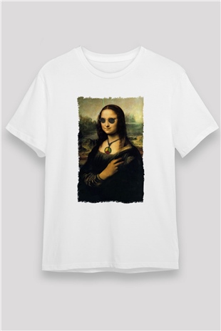 Mona Lisa Beyaz Unisex Tişört T-Shirt - TişörtFabrikası