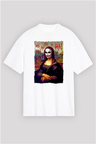 Mona Lisa Beyaz Oversize Tişört Oversize T-shirt - TişörtFabrikası