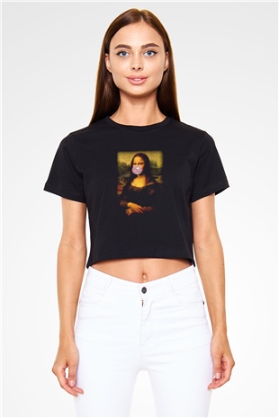 Mona Lisa Siyah Crop Top Tişört