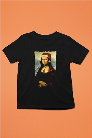 Mona Lisa Siyah Unisex Çocuk Tişört