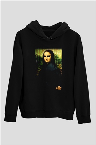 Mona Lisa Siyah Unisex Hoodie