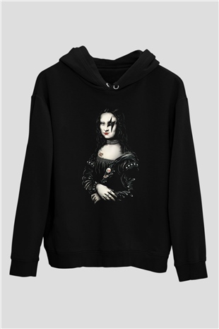 Mona Lisa Siyah Unisex Hoodie