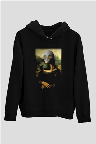 Mona Lisa Siyah Unisex Hoodie