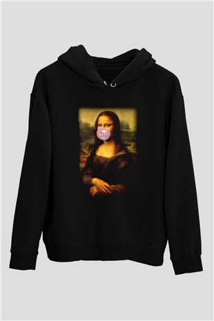 Mona Lisa Siyah Unisex Hoodie