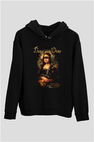 Mona Lisa Siyah Unisex Hoodie