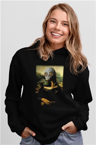 Mona Lisa Siyah Unisex Hoodie