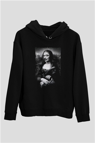 Mona Lisa Siyah Unisex Kapüşonlu Sweatshirt
