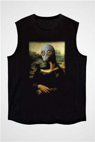 Mona Lisa Siyah Unisex Kolsuz Tişört