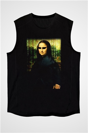 Mona Lisa Siyah Unisex Kolsuz Tişört