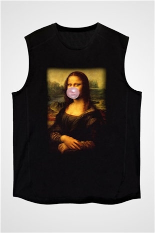 Mona Lisa Siyah Unisex Kolsuz Tişört