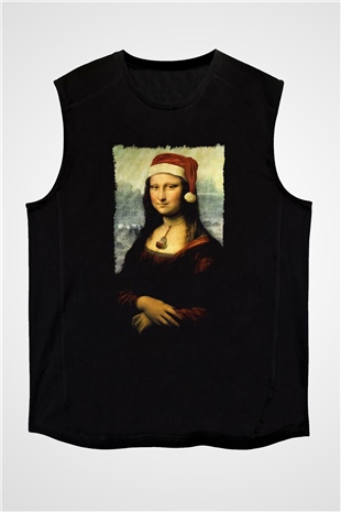 Mona Lisa Siyah Unisex Kolsuz Tişört