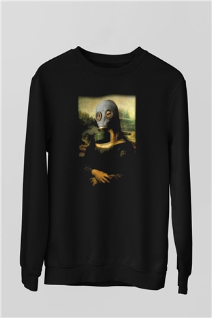 Mona Lisa Siyah Unisex Sweatshirt