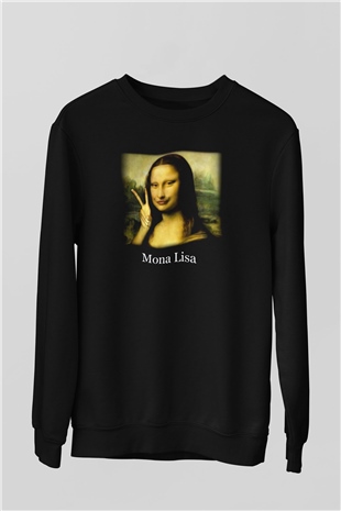 Mona Lisa Siyah Unisex Sweatshirt