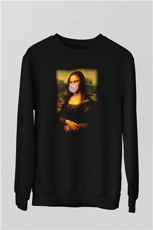 Mona Lisa Siyah Unisex Sweatshirt