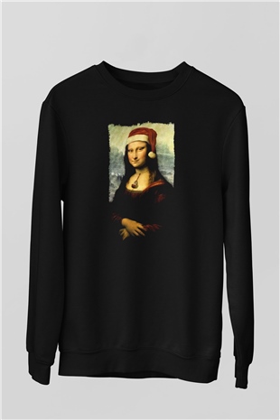 Mona Lisa Siyah Unisex Sweatshirt