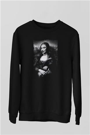 Mona Lisa Siyah Unisex Sweatshirt