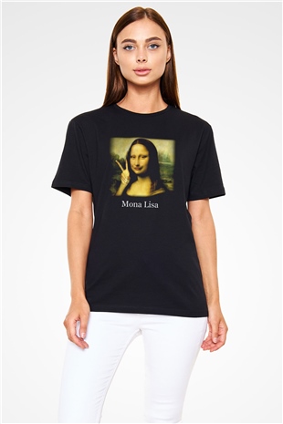 Mona Lisa Siyah Unisex Tişört T-Shirt - TişörtFabrikası