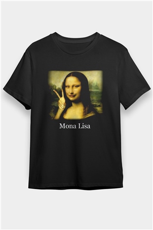Mona Lisa Siyah Unisex Tişört T-Shirt - TişörtFabrikası