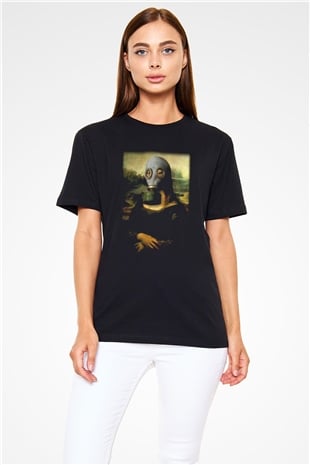 Mona Lisa Siyah Unisex Tişört T-Shirt - TişörtFabrikası
