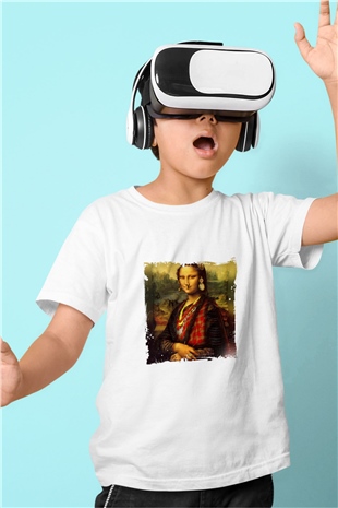 Mona Lisa Unisex Baskılı Beyaz Çocuk Tişört