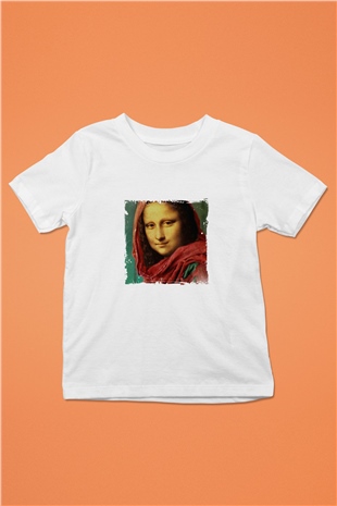 Mona Lisa Unisex Baskılı Beyaz Çocuk Tişört