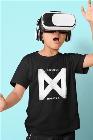 Monsta X K-Pop Baskılı Siyah Unisex Çocuk Tişört