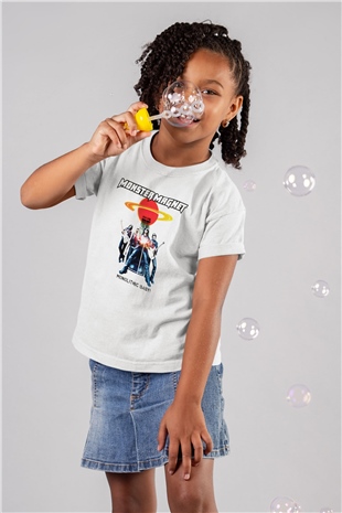 Monster Magnet Baskılı Beyaz Unisex Çocuk Tişört