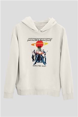 Monster Magnet Beyaz Unisex Kapşonlu Sweatshirt