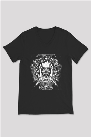 Monster Magnet Siyah Unisex V Yaka Tişört T-Shirt