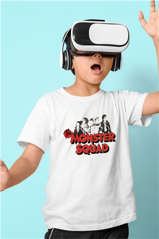Monster Squad Baskılı Beyaz Unisex Çocuk Tişört