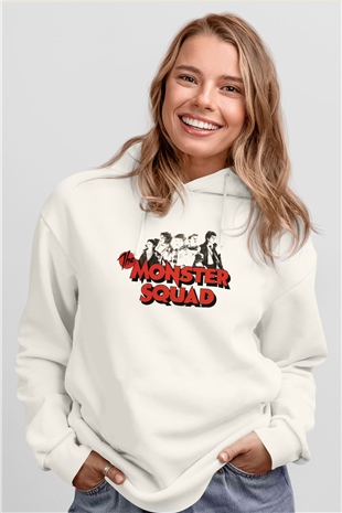 Monster Squad Beyaz Unisex Kapşonlu Sweatshirt