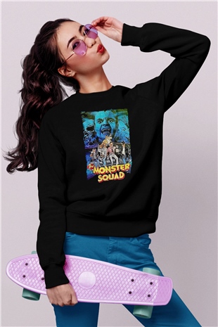 Monster Squad Siyah Unisex  Sweatshirt