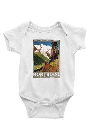 Mont Blanc Baskılı Beyaz Unisex Bebek Body - Zıbın