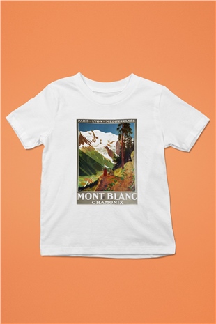 Mont Blanc Baskılı Beyaz Unisex Çocuk Tişört