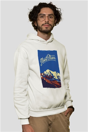 Mont Blanc Beyaz Unisex Hoodie