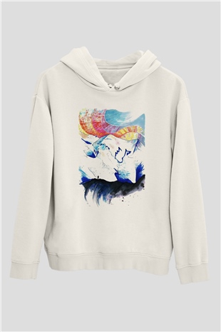 Mont Blanc Beyaz Unisex Kapşonlu Sweatshirt