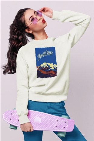 Mont Blanc Beyaz Unisex Sweatshirt
