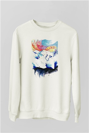 Mont Blanc Beyaz Unisex Sweatshirt