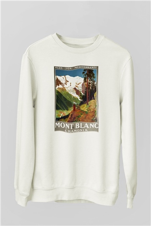 Mont Blanc Beyaz Unisex Sweatshirt