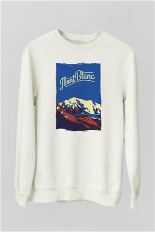 Mont Blanc Beyaz Unisex Sweatshirt