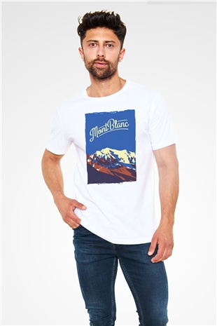 Mont Blanc Beyaz Unisex Tişört T-Shirt - TişörtFabrikası