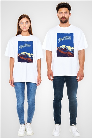 Mont Blanc Beyaz Oversize Tişört Oversize T-shirt - TişörtFabrikası