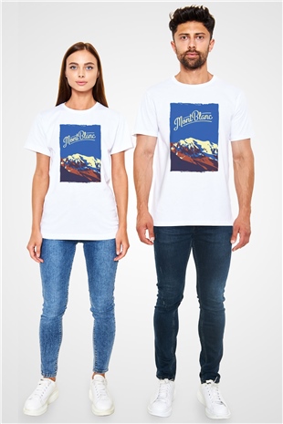 Mont Blanc Beyaz Unisex Tişört T-Shirt - TişörtFabrikası