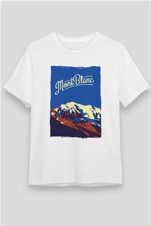 Mont Blanc Beyaz Unisex Tişört T-Shirt - TişörtFabrikası