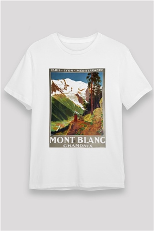 Mont Blanc Beyaz Unisex Tişört T-Shirt - TişörtFabrikası